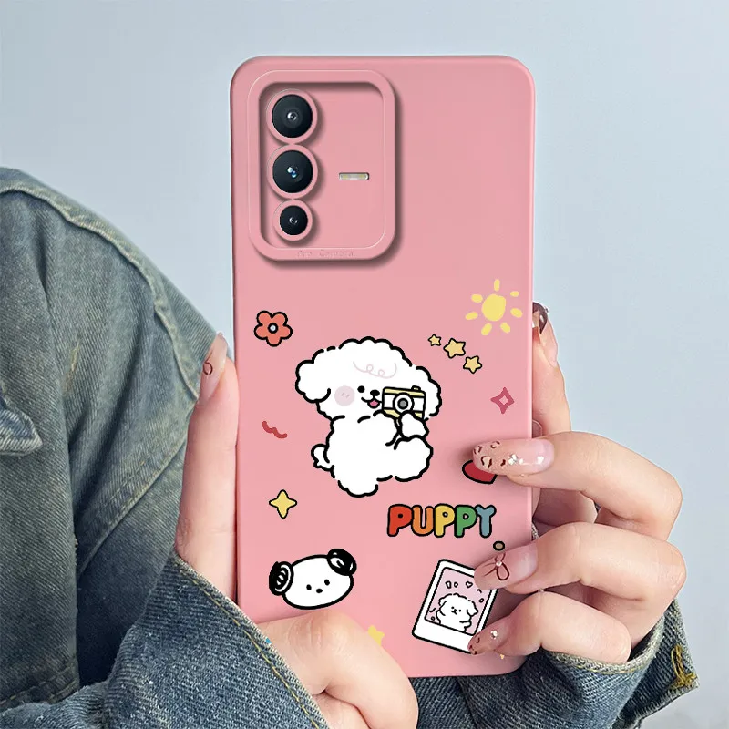 For Vivo V23 5G Capa S12 5G V2162A Phone Case V2130 V2303 Silicone Sweet Painted Cartoon Flower Printed Soft Coque Cover Funda