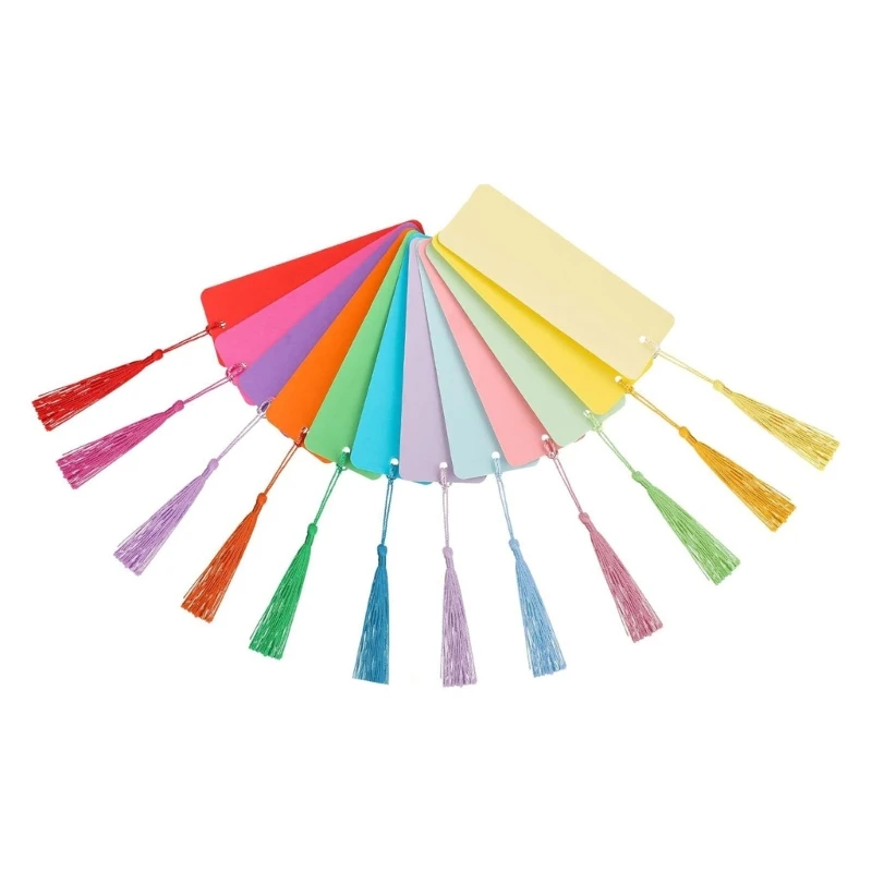 Набор закладок из крафт-бумаги, бумажные закладки с разноцветными кисточками