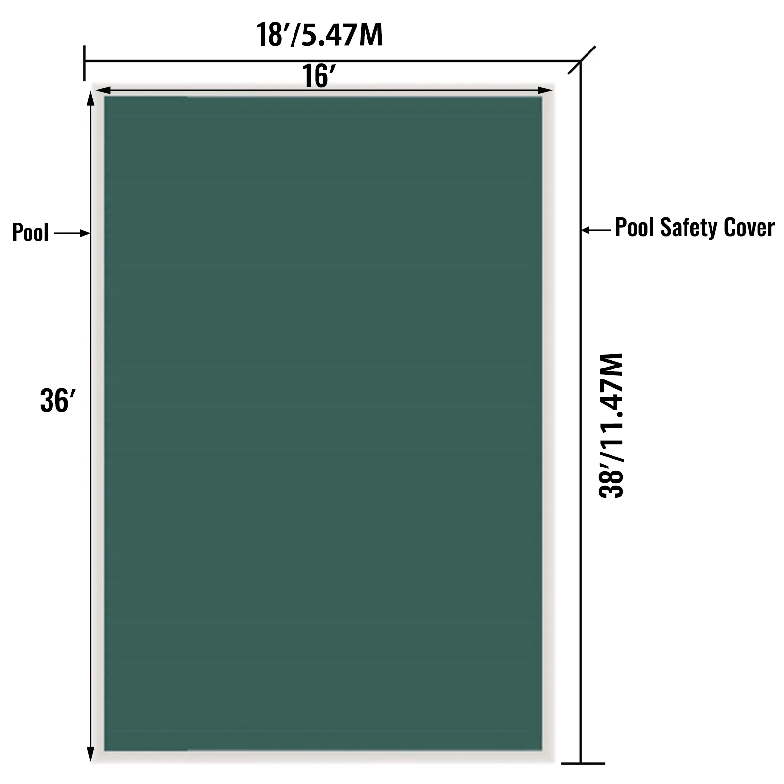 Cubierta de piscina cubierta de seguridad de piscina rectangular sólida de malla verde enterrada para el hogar de invierno
