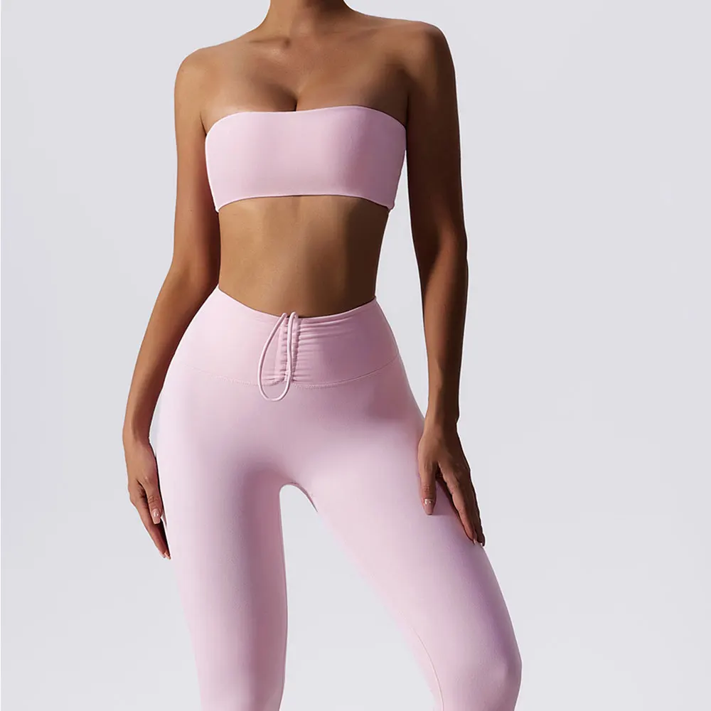 Conjunto de ioga de 2 peças para mulheres, leggings de cintura alta, sutiã esportivo, agasalho feminino, treino de ginástica, roupas push up