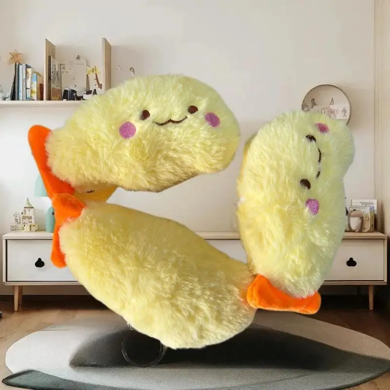 "Adorable porte-clés de poupée en peluche de crevettes et de poissons ; Parfait pour pendentif de sac, décoration de suspension de sac à dos