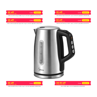 Midea Kettle with Temperature Setting (40, 60, 70, 80, 90, 100 Degree C), Stainless Steel 1.7 Litres, MKE17H1ASS-S