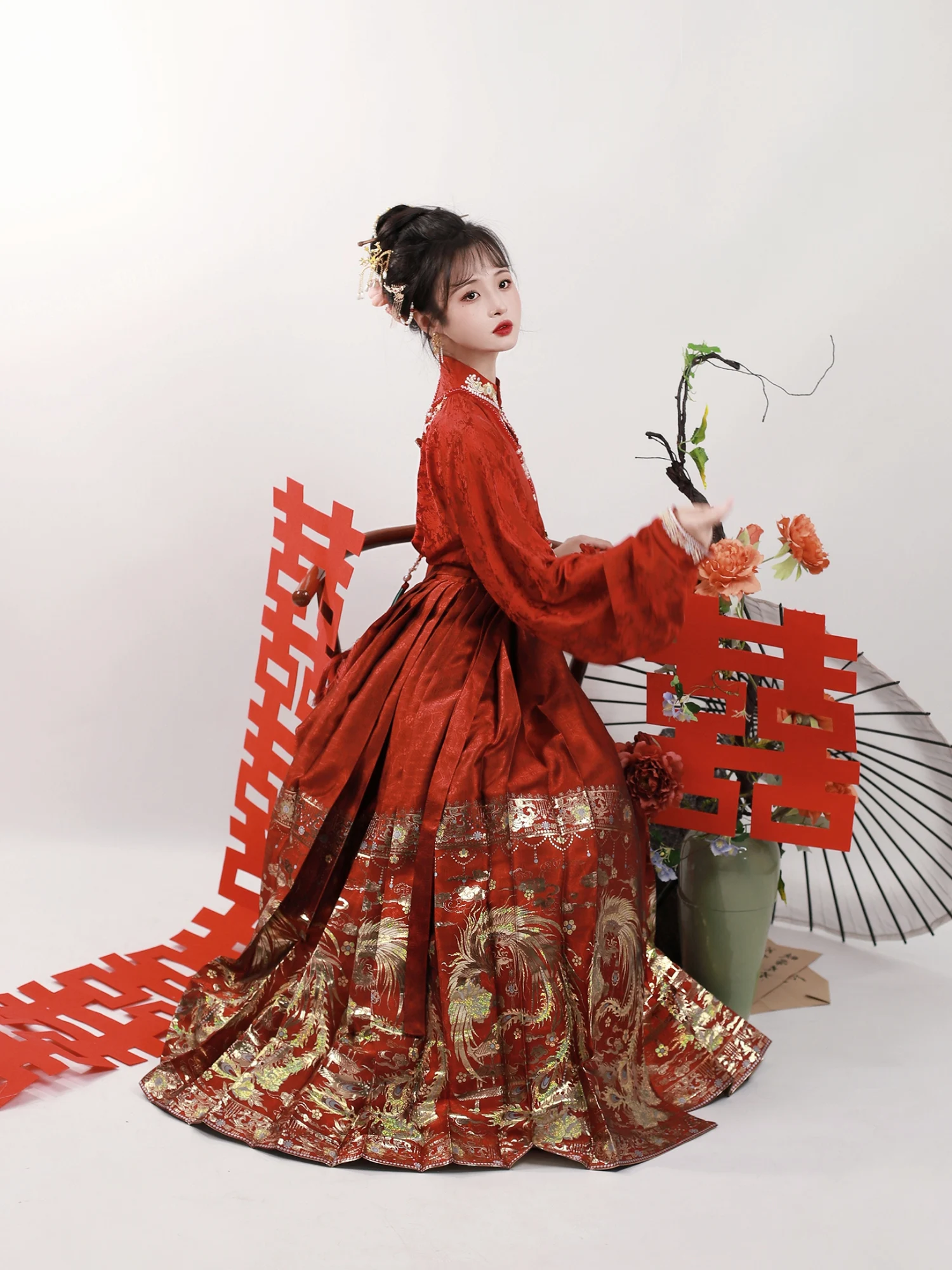 Lan Fenghua [Fengyu] Original Design Hanfu Ming Weaving Gold Horse Dress Set New Chinese Wedding Dress Toasting Dress