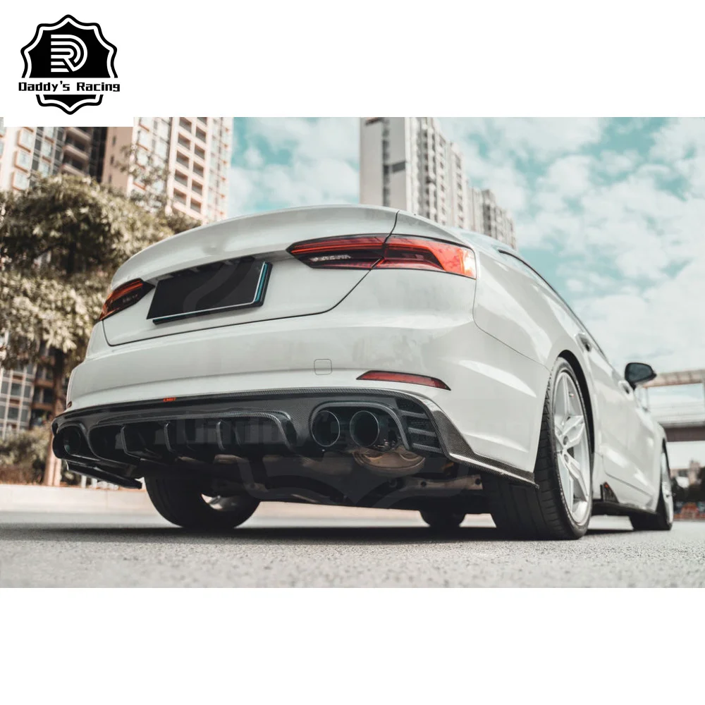 

Dry Carbon Fiber Rear Bumper Diffuser Lip Spoiler Fit For 2020-2021 S5 B9 A5 Sportba-ck 4 Doors Car Tuning