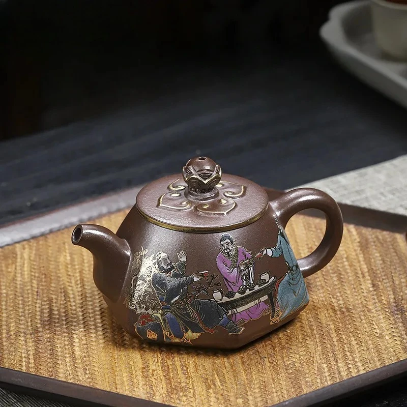 

200ml Creative Yixing Purple Clay Teapots Handmade Be Sworn Brothers Pot Raw Ore Purple Mud Tea Infuser Kettle Zisha Tea Set Tea