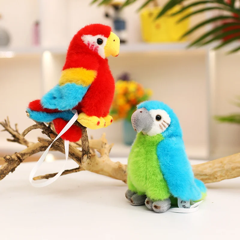 1Pc 12CM Cute Plush Parrot Toys with Adsorbable Magnet Lifelike Parrot Dolls Funny Birthday Party Decoration Gift