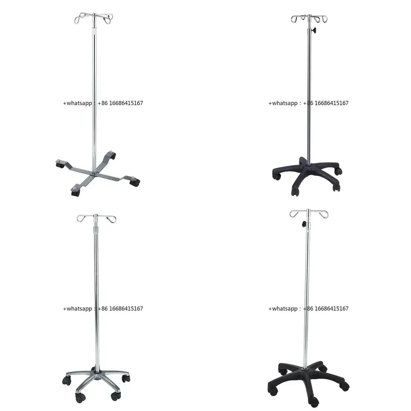 Hospital Furniture Stainless Steel Iron Movable Pole IV Pole Foldable IV Stand Hospital Bed Drip Stand