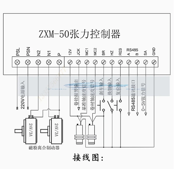 ZXM-50 magnetic powder taper automatic roll diameter tension controller ZXM-32 upgraded RS485