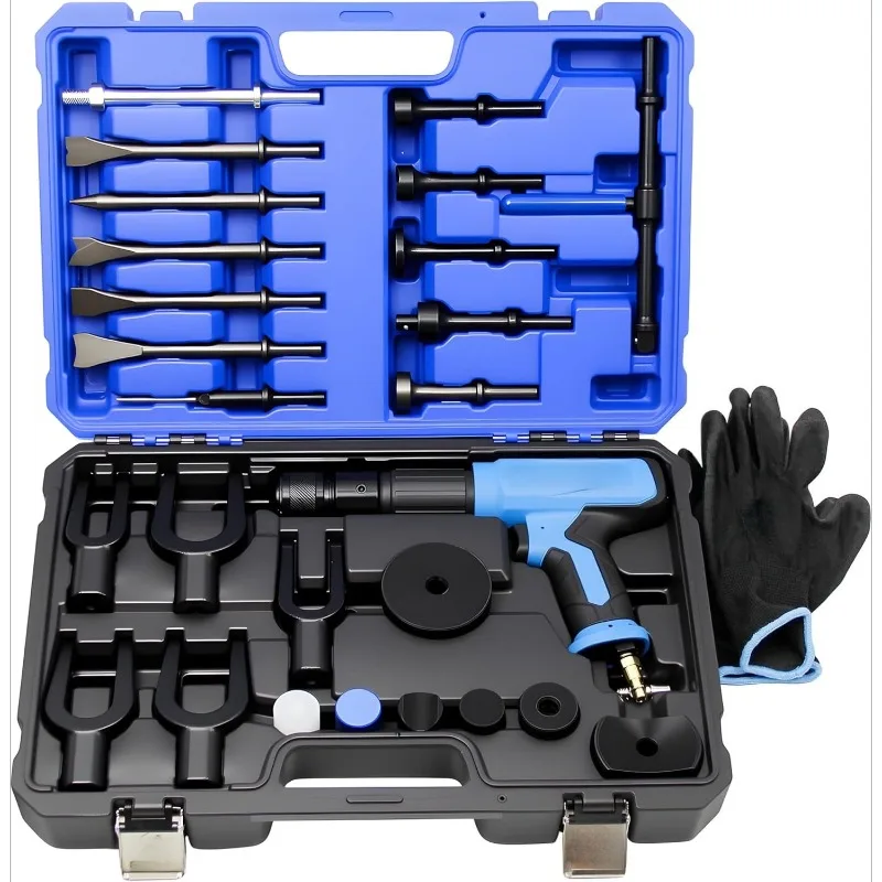 ZZH 27 قطعة طقم مطرقة هوائية، مطارق هوائية 2500 BPM، مجموعة إزميل قطعة مطرقة هوائية مع حقيبة حمل وقفازات