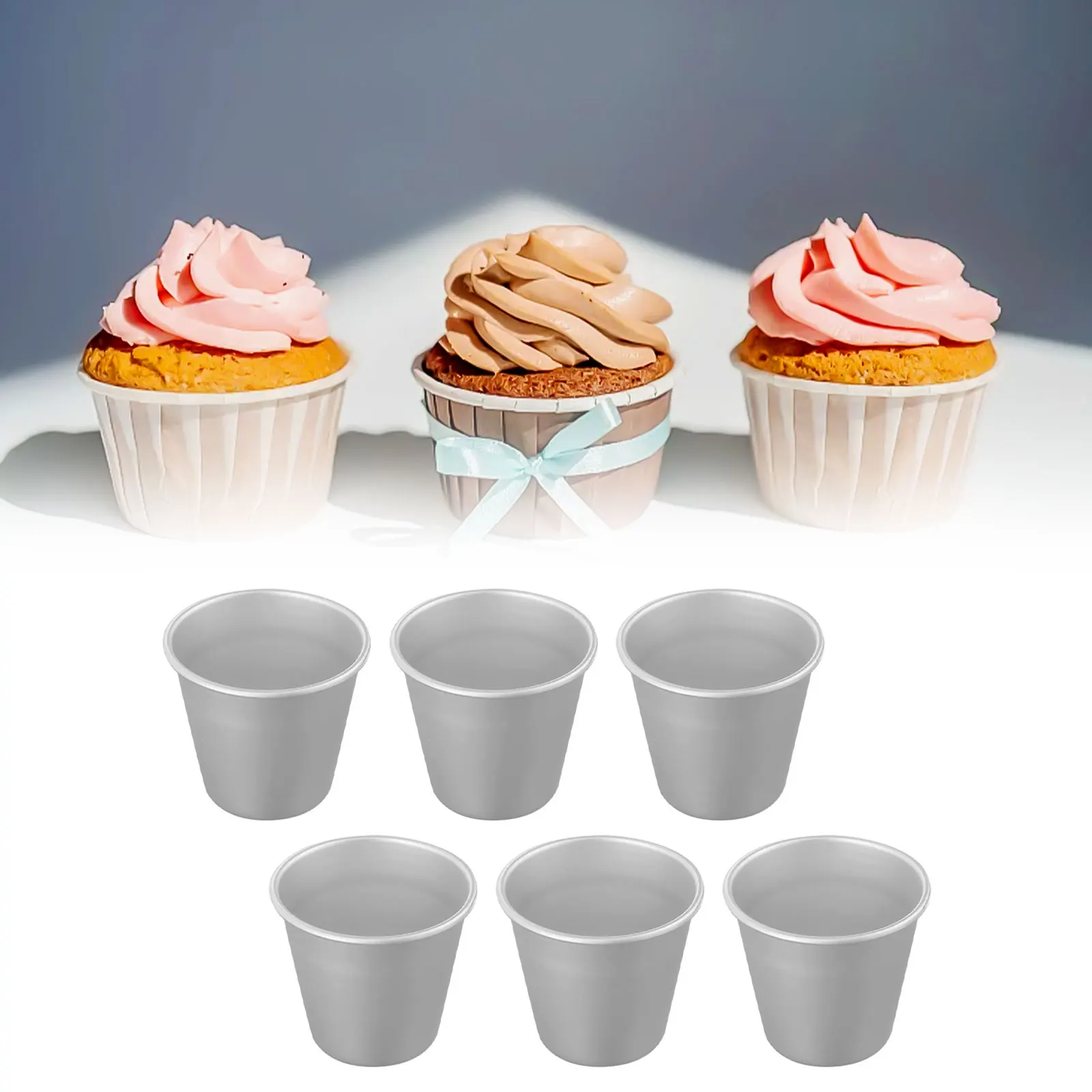 Baking Cups in Pack Of Six Made From Aluminum Perfect For Creating Individual Treats Such As Cupcakes And Jello
