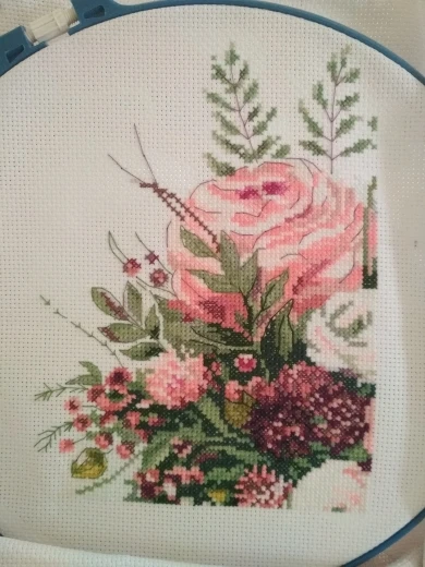 Pink rose cross stitch kits flower pattern design 18ct 14ct 11ct unprint canvas embroidery DIY needlework