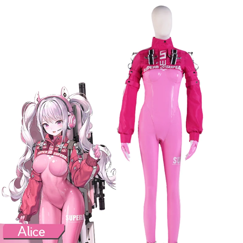 New Game NIKKE Goddess of Victory Alice costume sexy pink Slim fit jumpsuit girl cosplay F