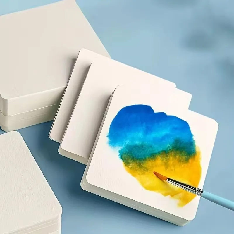 25 ورقة ورق ألوان مائية مربع/دائري 300 جرام قطن عالي الجودة ورق رسم ألوان مائية احترافي مستلزمات فنية للبطاقات البريدية