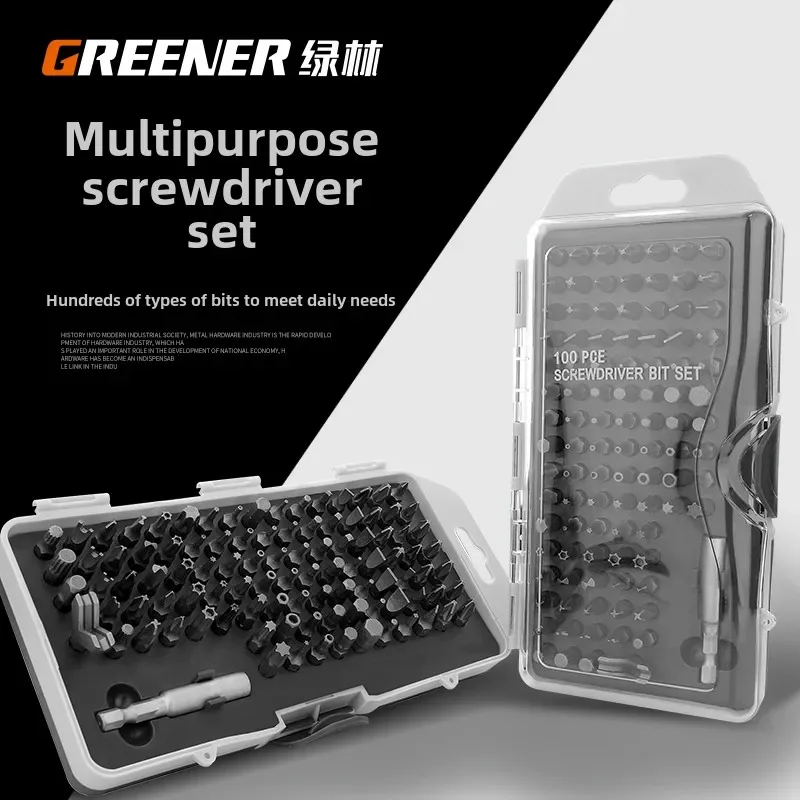 Ultimate 100-Piece Electric Screwdriver Bit Set with Magnetic Hexagon and Cross Heads for Power Tool Lovers