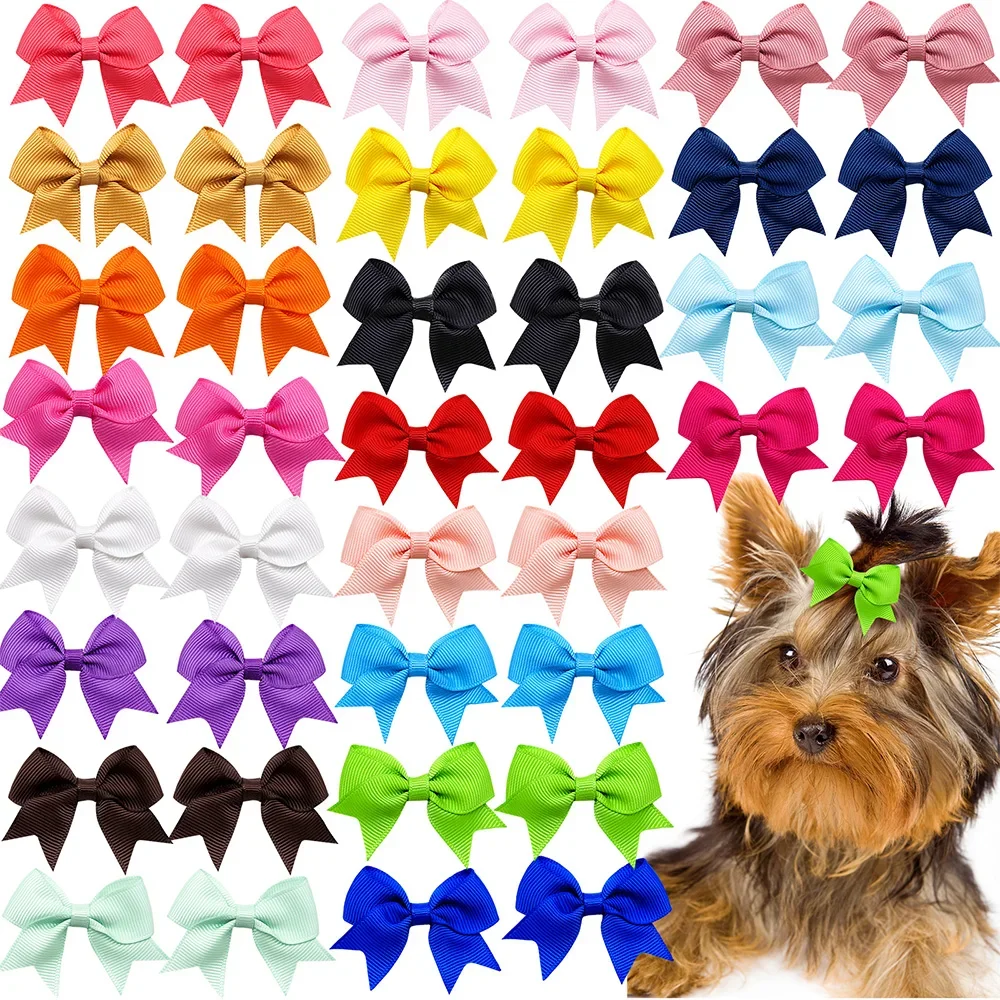 20PCS Handmake Dog Hair Clips Cute Bow Hairpin for Small Dogs Puppy Cat Hairpins Dog Grooming Accessoires Pet Supplies