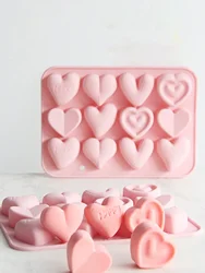 Candle Mold Valentine's Day Love Silicone Heart Mold Candle Soap Making 12 Heart Shapes Cake Mould Plaster Decoration Molds