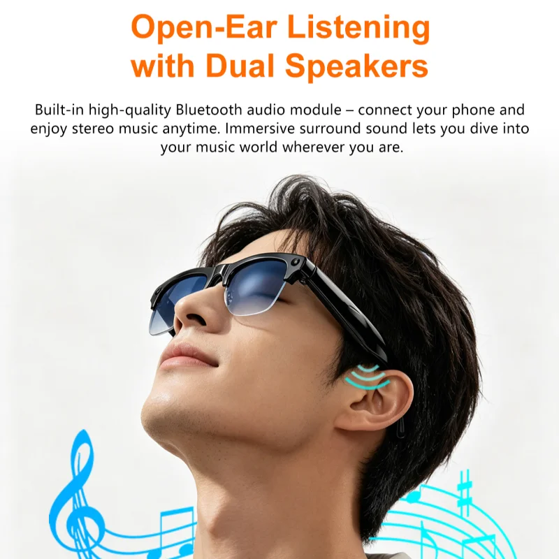 New Half Frame AI Shooting Smart Glasses 8K HD Cam Wireless Bluetooth Calling Translation Object Recognition Sunglasses New image 3