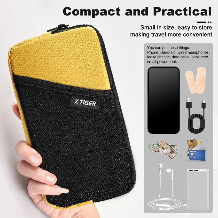 X-TIGER Cycling Phone Bags Travel Passport Wallet Family Passport Holder Lightweight Portable Document Organizer With Zipper