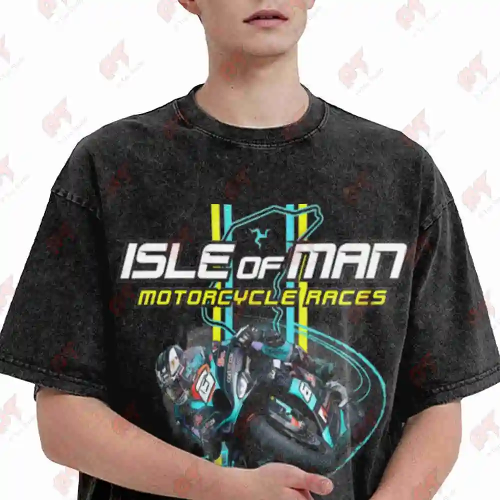 Road Racing TT Page 1 Vintage Washed Tee Pure Cotton T-Shirt