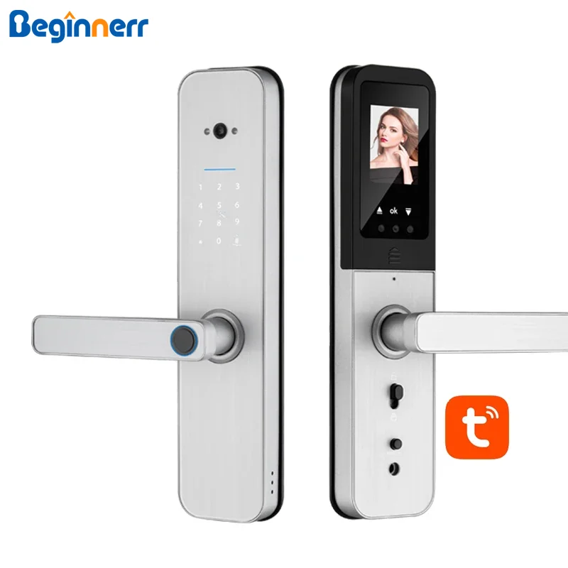 Camera Peephole euro 85mm mortise Smart door lock Remotely unlock tuya wifi biometic fingerprint Pincode Card Digital door lock