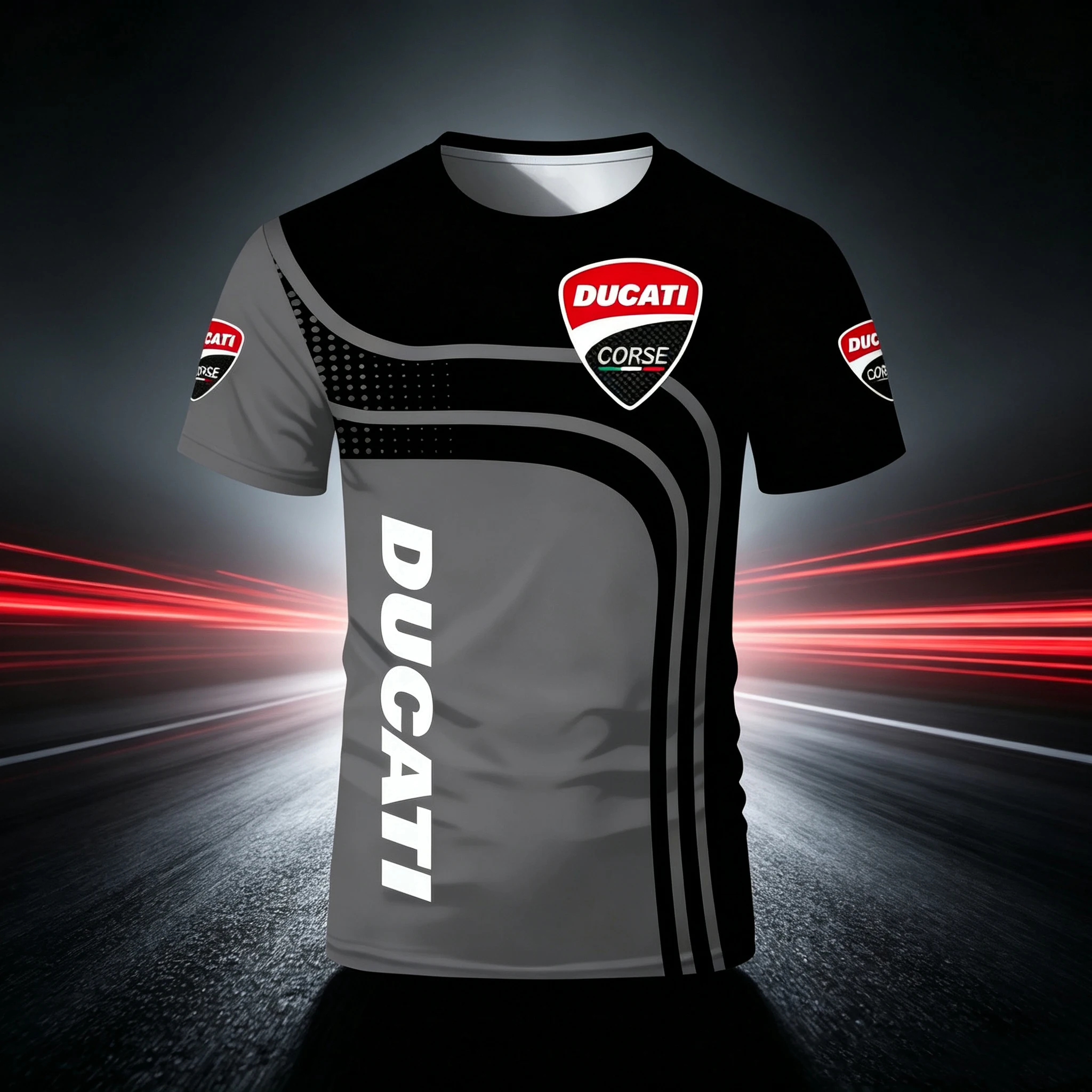 3D Printed T-shirt, Family Matching Clothing - Style Fashionable Racing Outdoor Street Clothing, Suitable for Ducati Panigal