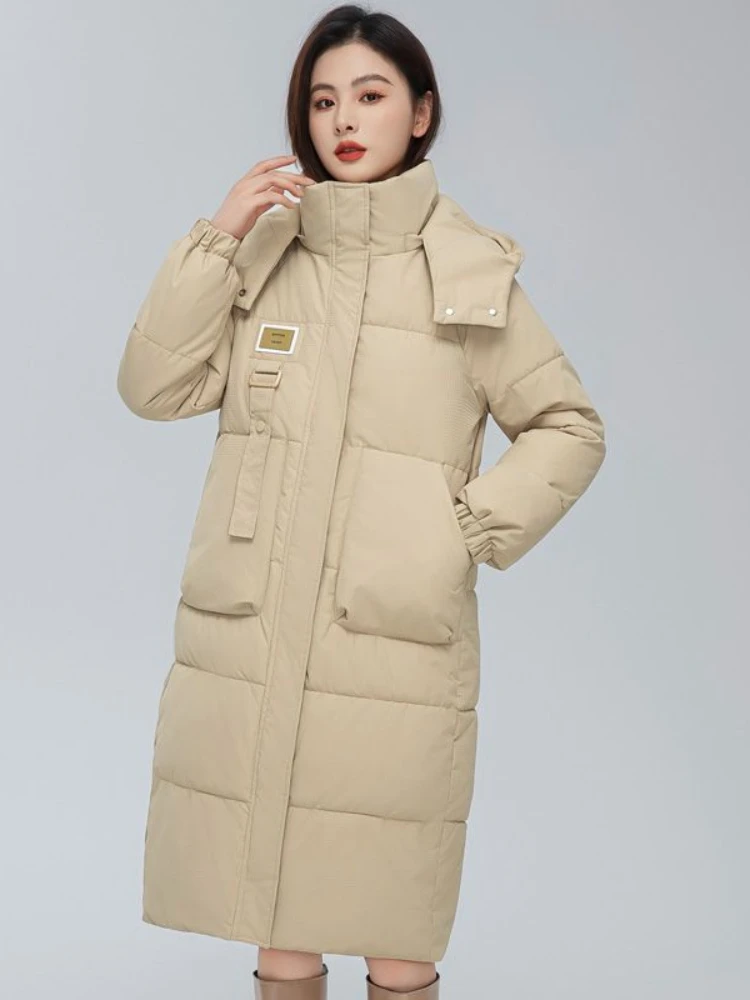 

Women's Medium Length Cotton Padded Jacket 2023 Autumn/Winter New Hooded Zippers Female Thickened Warm Coat Trend Tops