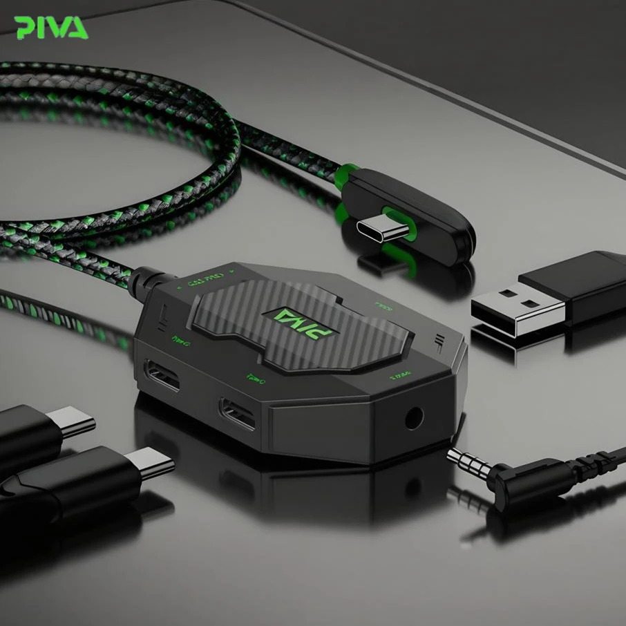 PIVA GS3 Pro Type-C Dock Converter USB سماعات ميكروفون محول الألعاب والبث المباشر شحن سريع لجهاز iPad Pro 2024