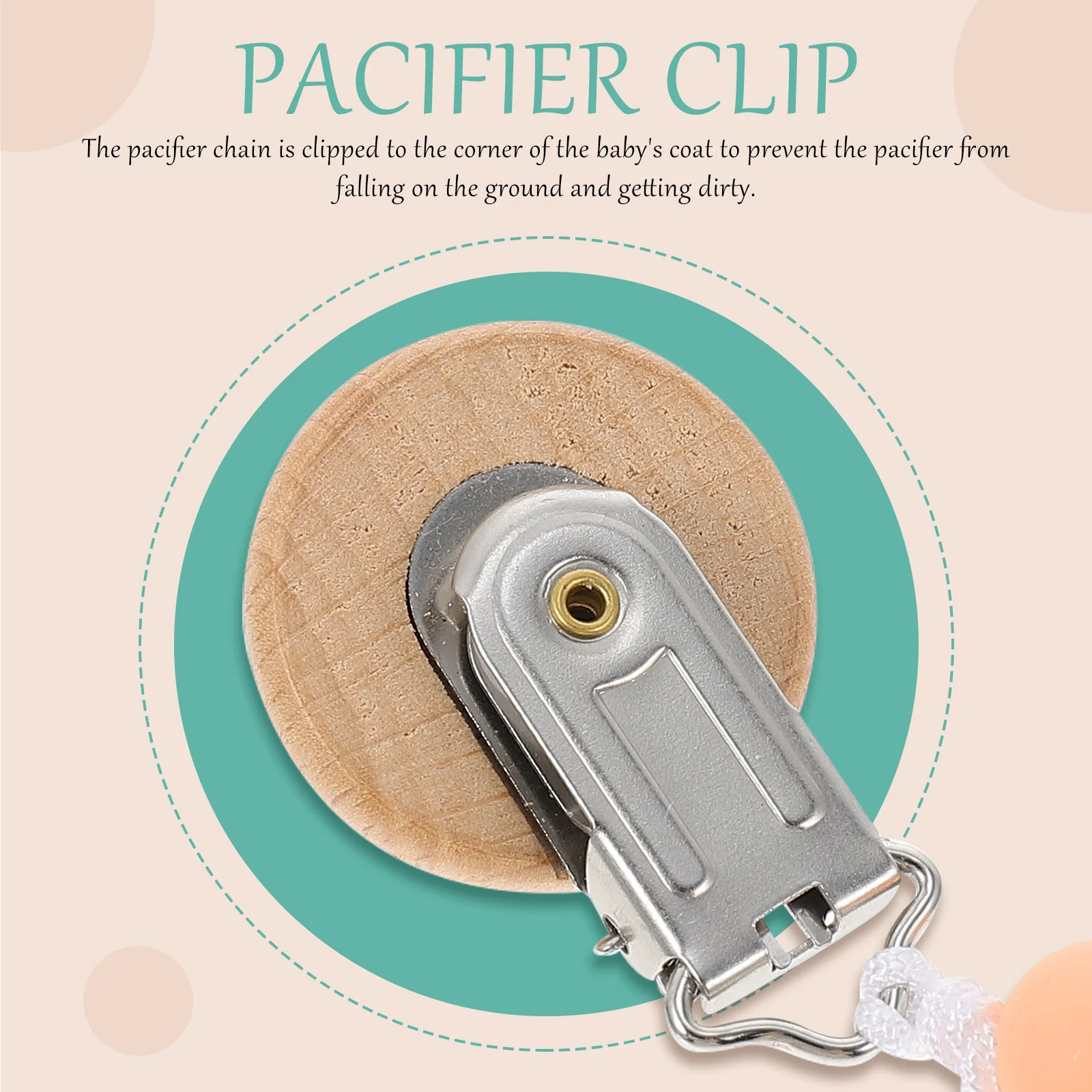 

10pcs Round Pacifier Clips Pacifier Clips 35Mm Round Natural Teether Holder For Baby Kids Stroller Car Seat Attachment