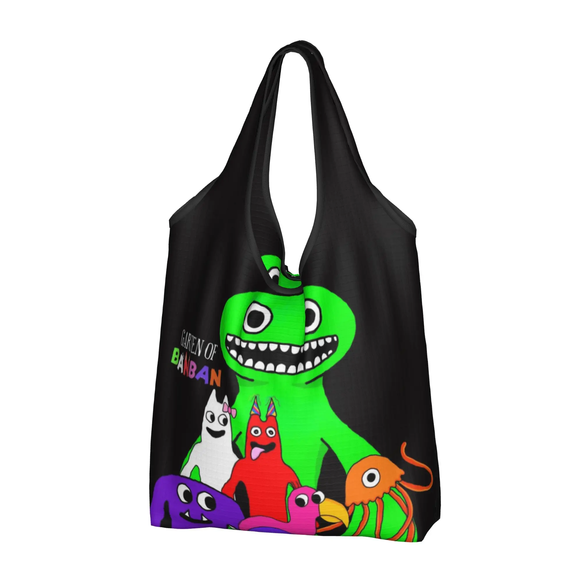 Cute Game Garten of BanBan Cartoon Shopping Tote Bag Portable  Groceries Shopper Shoulder Bag