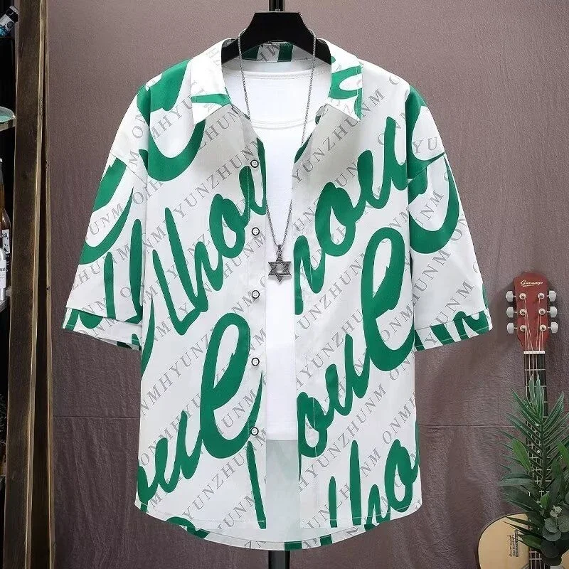 

Shirts for Men Blue Yellow White Short Sleeve Floral Print Man Shirt Summer Fashion 2025 Cotton Designer Silk New in Normal Sale