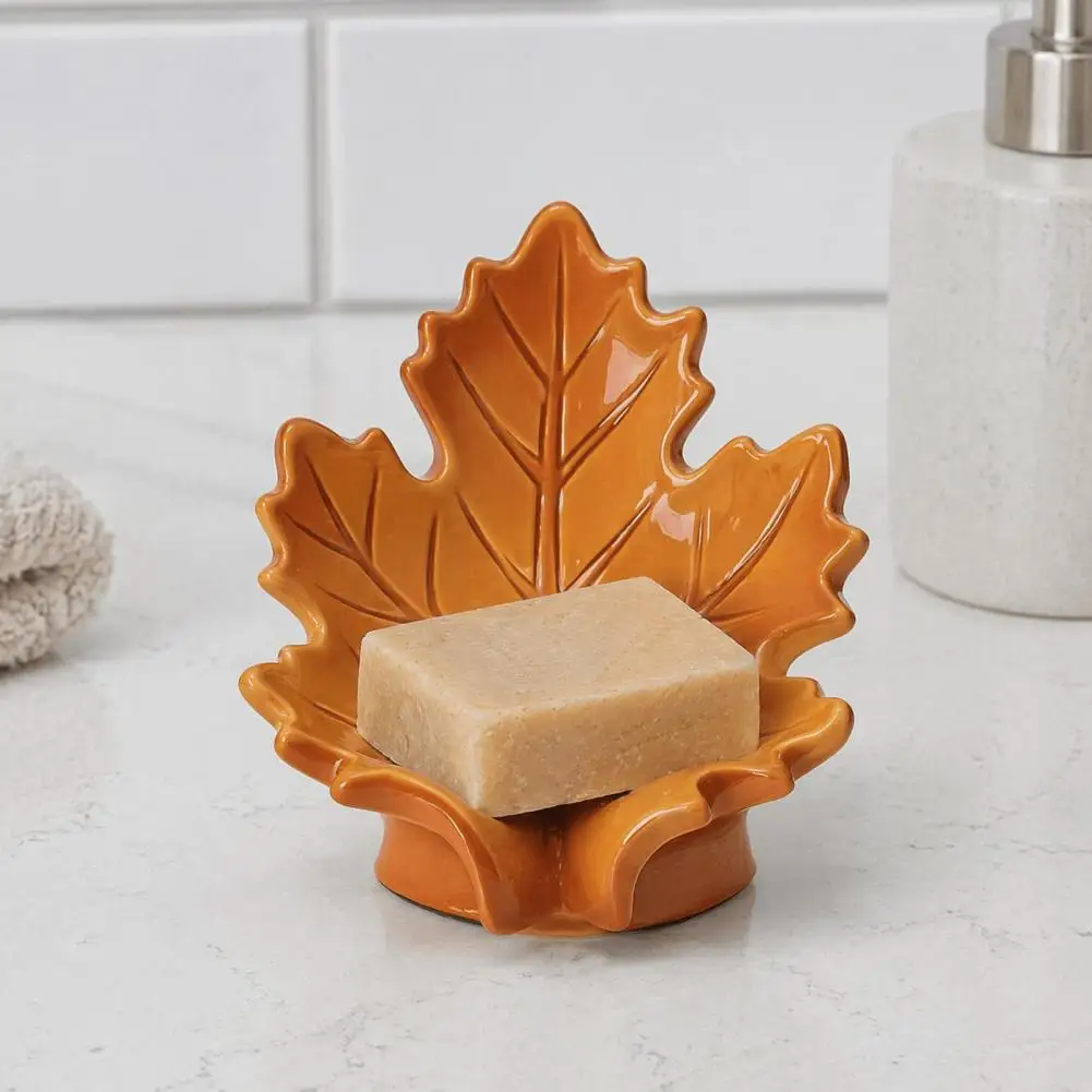 Decorative Tray for Vanity Simulated Maple Leaf Resin Dish Quick Drainage Laundry Holder Stylish Waterproof Decorative Bathroom
