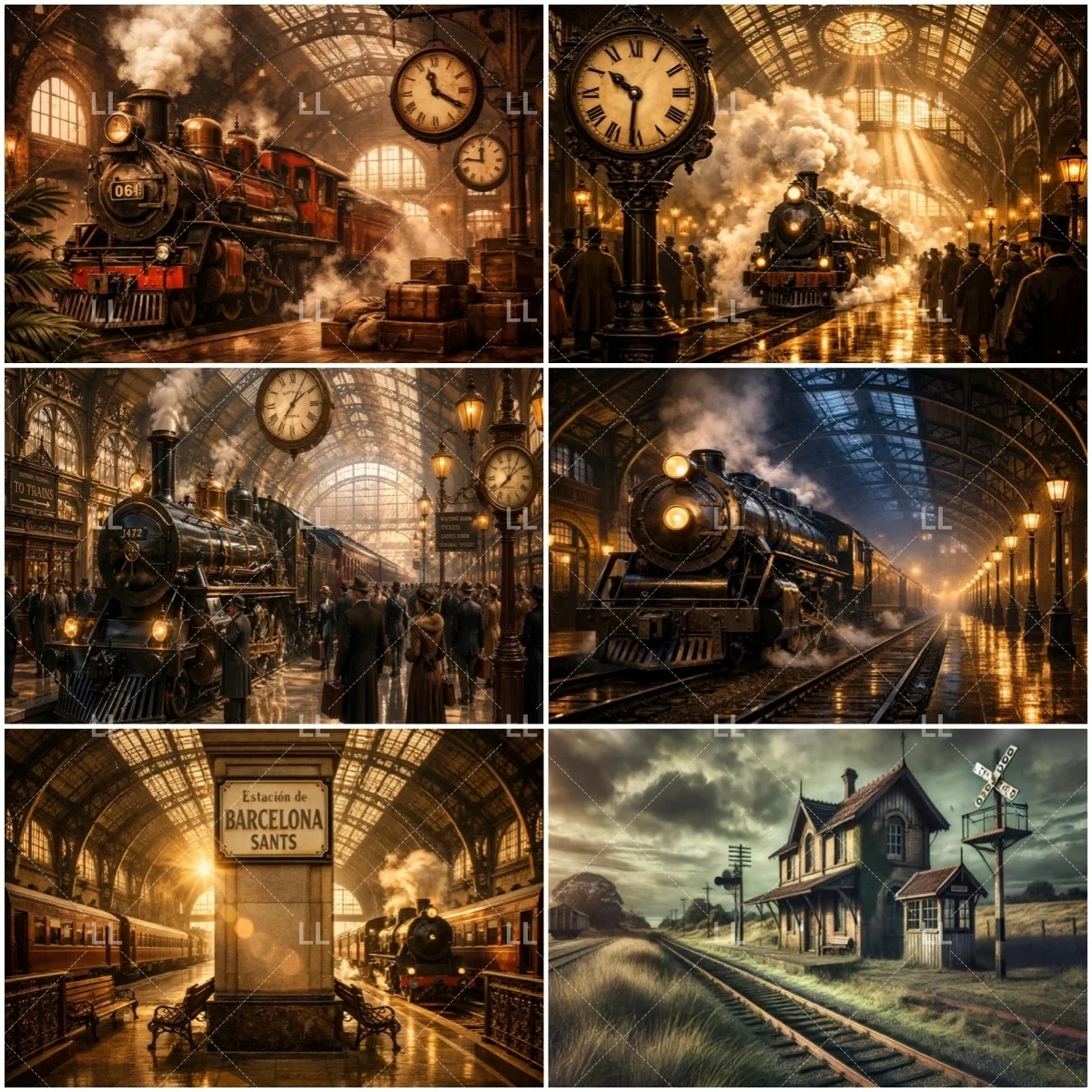 

Railway Vintage Station Theme Backdrop Transportation Small Train Car Photography Background Baby Shower Photo Props Kids Gift
