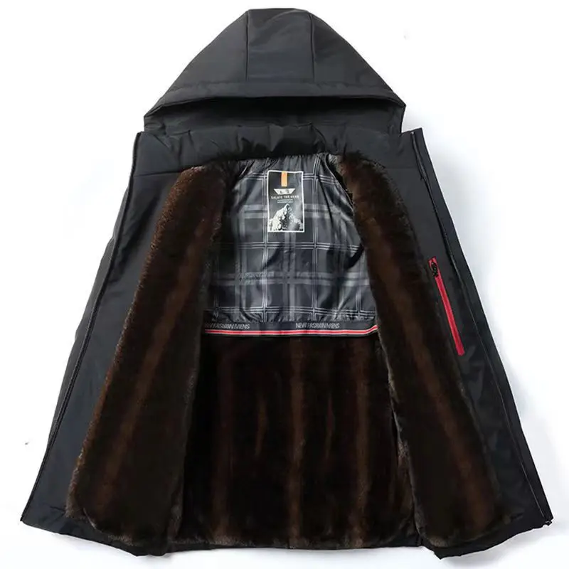 Chaqueta de Aodón con Forro Polar ueso para Hombre, Estilo Nuevo 2024, Abrigo Informal de Invierno Cálido con Cuello de P...