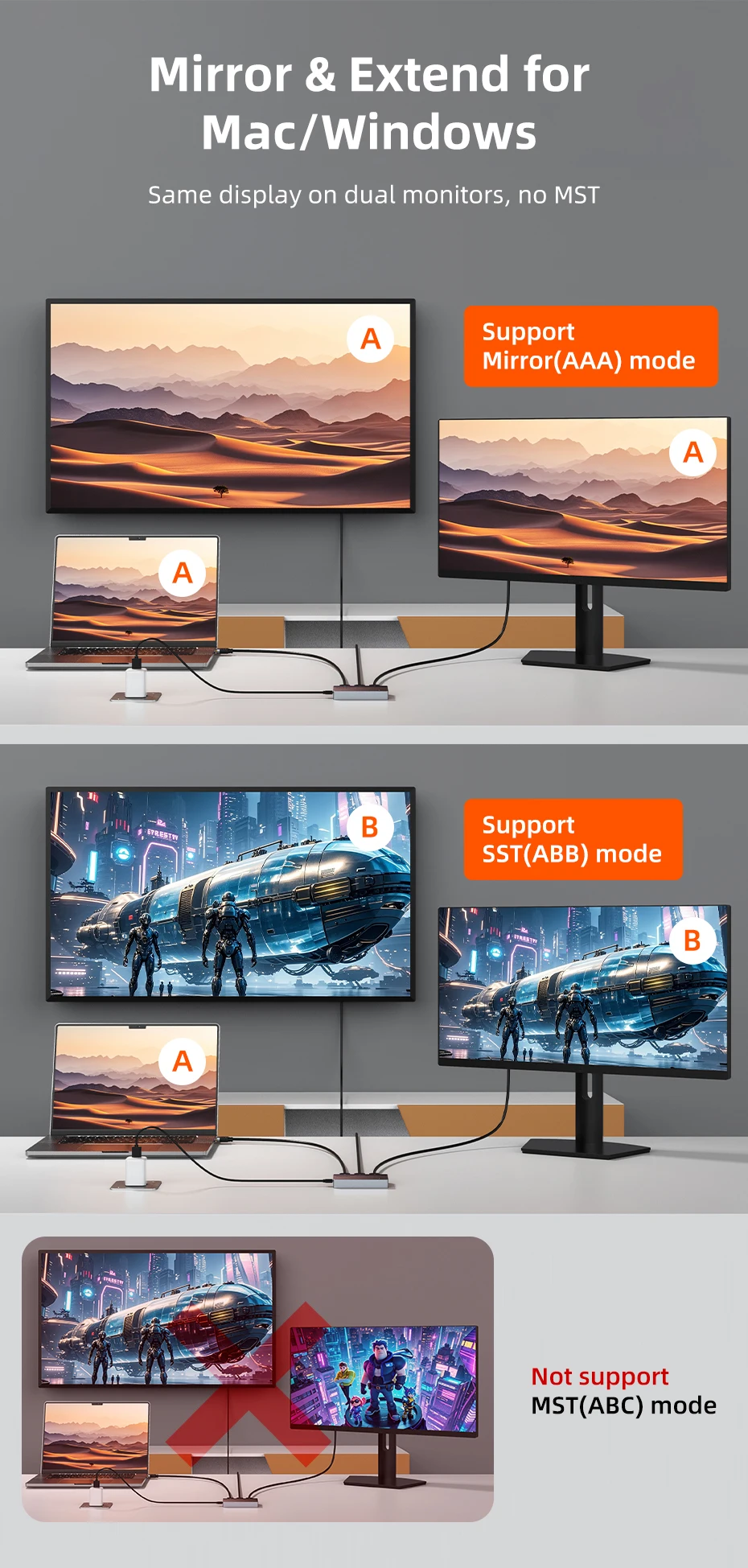 CABLETIME HDMI Splitter 1 IN 2 4K 60Hz LED Licht Bildschirm Splitter für HDTV Computer Monitor Schalter PS5 Xiaomi MacBook Laptop – Detail 3