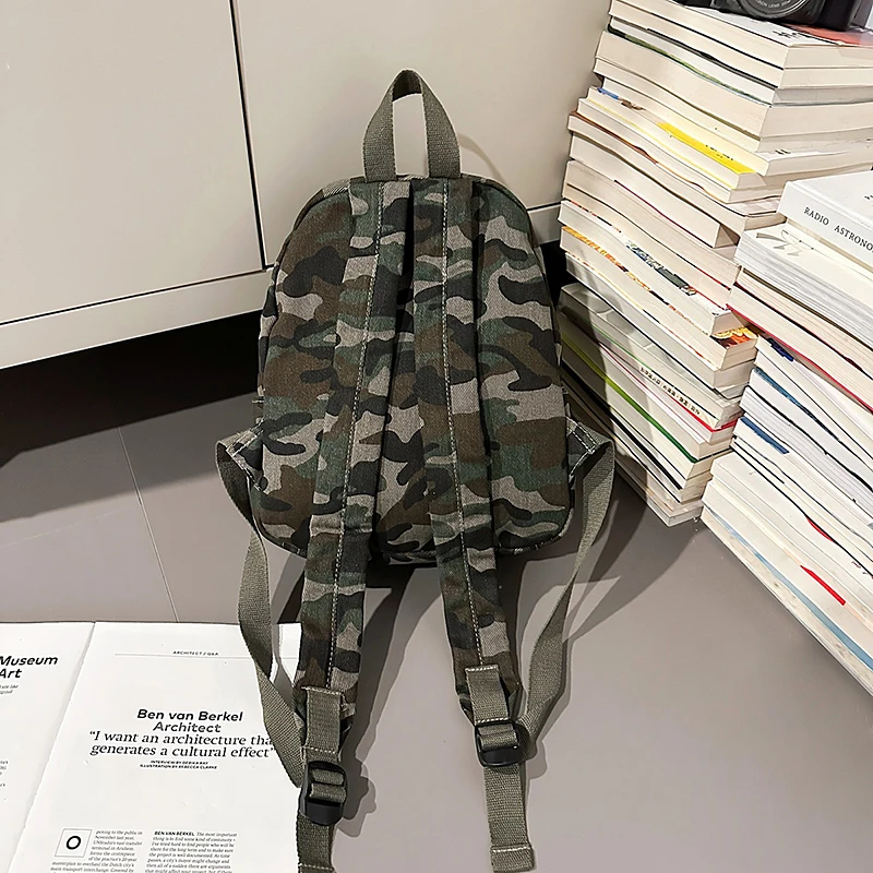 Leopard Small Canvas Backpacks Women 100% Cotton Little Casual Backpacks Camouflage Cute School Bags For Teenage Girls