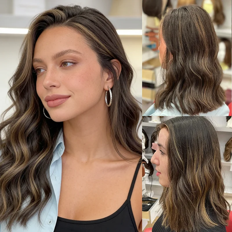 

Парик с эффектом омбре, коричневый с блондом, с волнистыми прядями, термостойкий синтетический парик для женщин, для повседневного использования и вечеринок