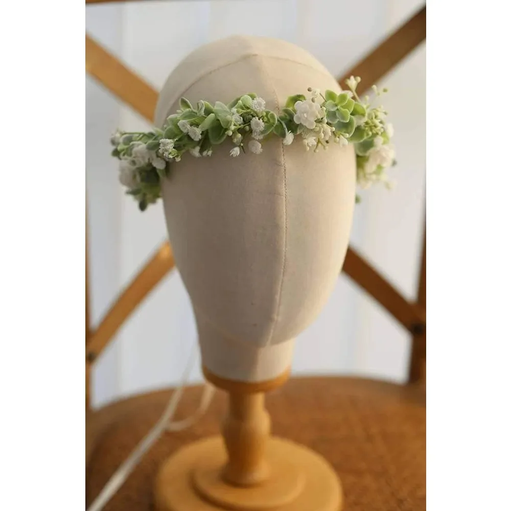 Boho Flower Crown with Real Touch Artificial Greenery Bridal Headpiece for Women Wedding Hair Accessories Ceremony Party Festival Boho Floral Wreath Headband Henna Hippie Summer Music Festival Decor view 6