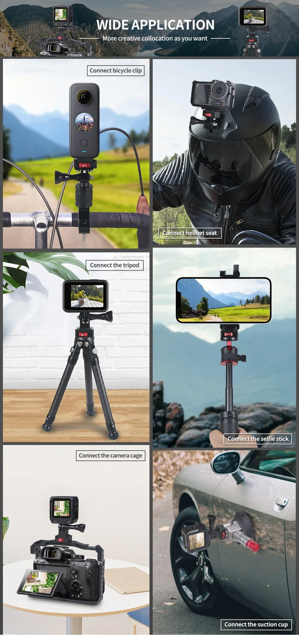 V-Mount-Platte, Schnellspanner, schneller Schalter, 1/4 Schraube für Gopro 13 Insta 360 X5 DJI OSMO 360 Kamerastativ-Adapter, Monitorständer – Detail 4