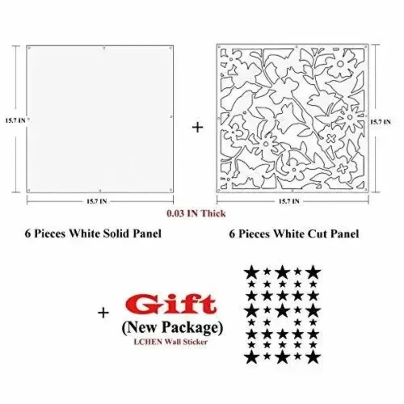 12pcs/lot  Room Safety Pvc Panel Screen Bird Flower Living,dining,study,sitting-room,hotel And Bar Decoration 15.7\