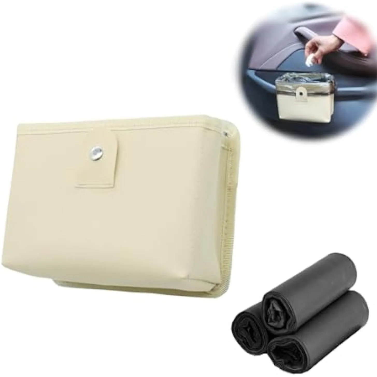 

Car Trash Can Trash Bag Leather Storage Bag Foldable Door Hanging Storage Bag Auto Supplies