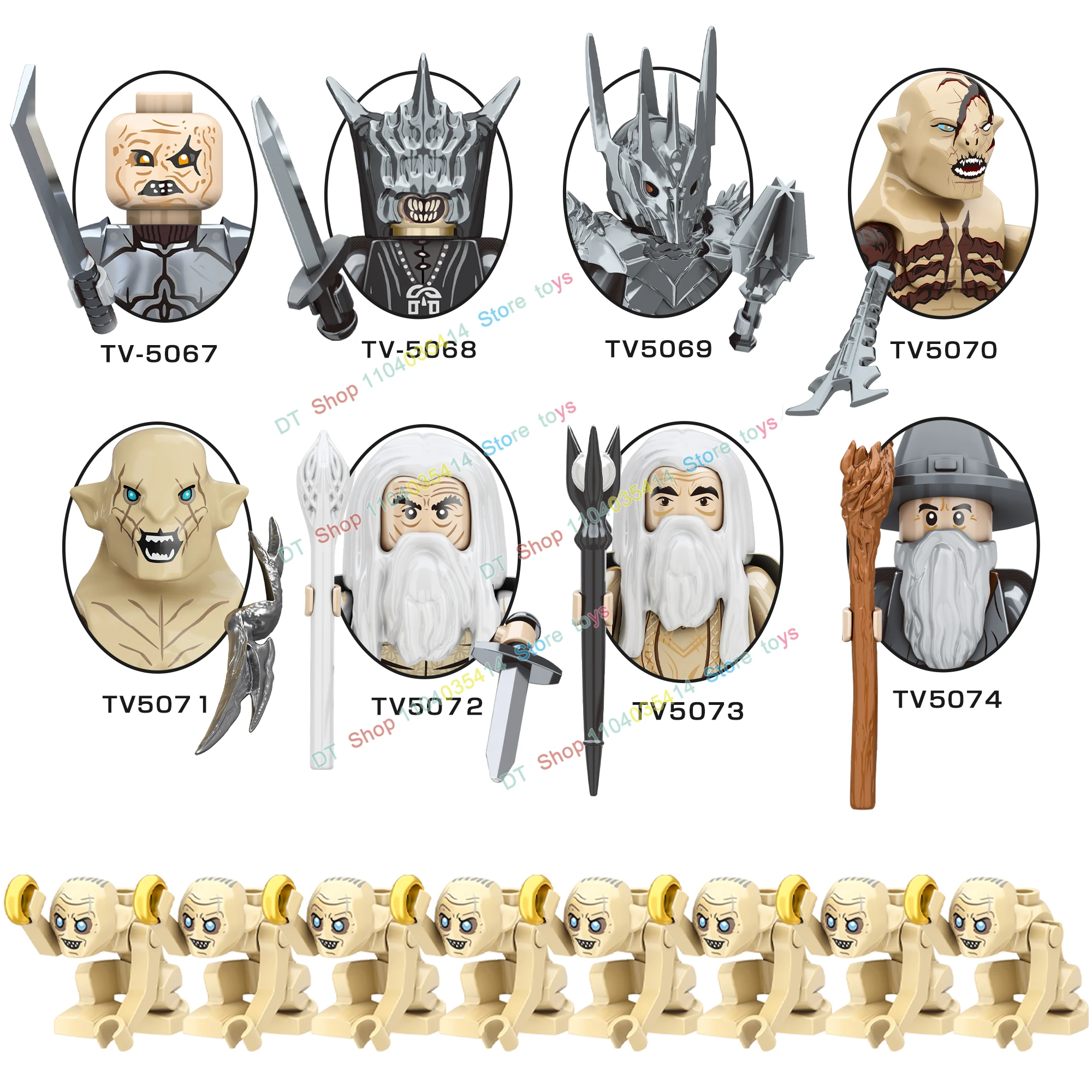 Novel Movie Series Soldiers Warrior Orc Sauron Azog Gandalf Action Figures Building Blocks Educational Kids Toys TV6409-TV6401