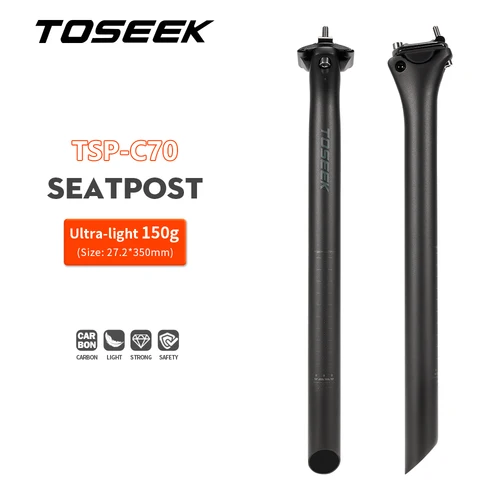 TOSEEK C70 tija de sillín de carbono peso ligero 27,2 31,6mm de longitud 350/400mm negro mate MTB tija de sillín de bicicleta de carretera tubo de sillín piezas de bicicleta