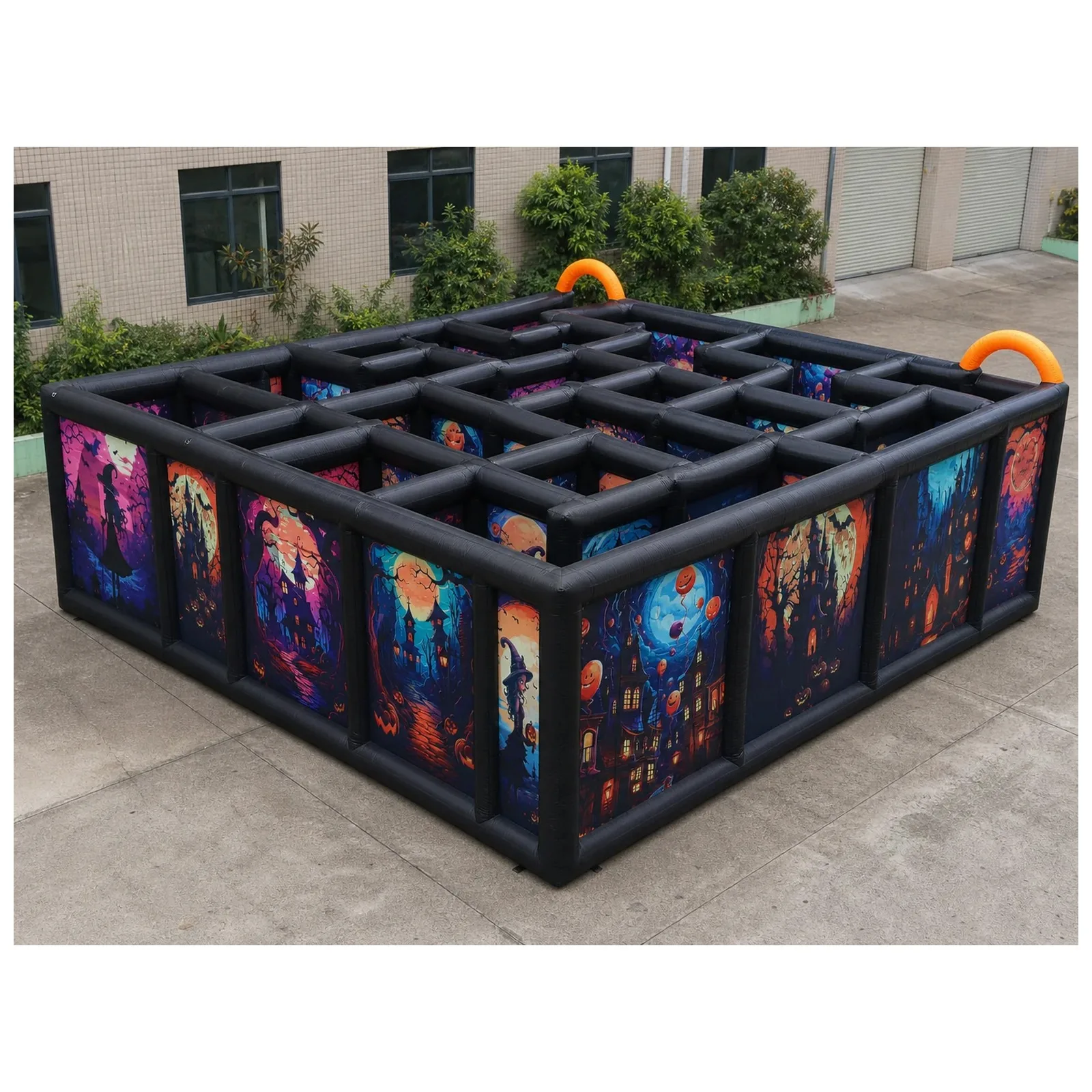 Large Printed Halloween Open Top Route Inflatable Maze 8X7m 26X23ft with Blower Commercial Event Exciting Party Events Adventure