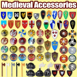 Medieval Castle Knight Soldier Figures Accessories Building Blocks Warrior King Military Weapon Shield Shoulder Armor Bricks Toy