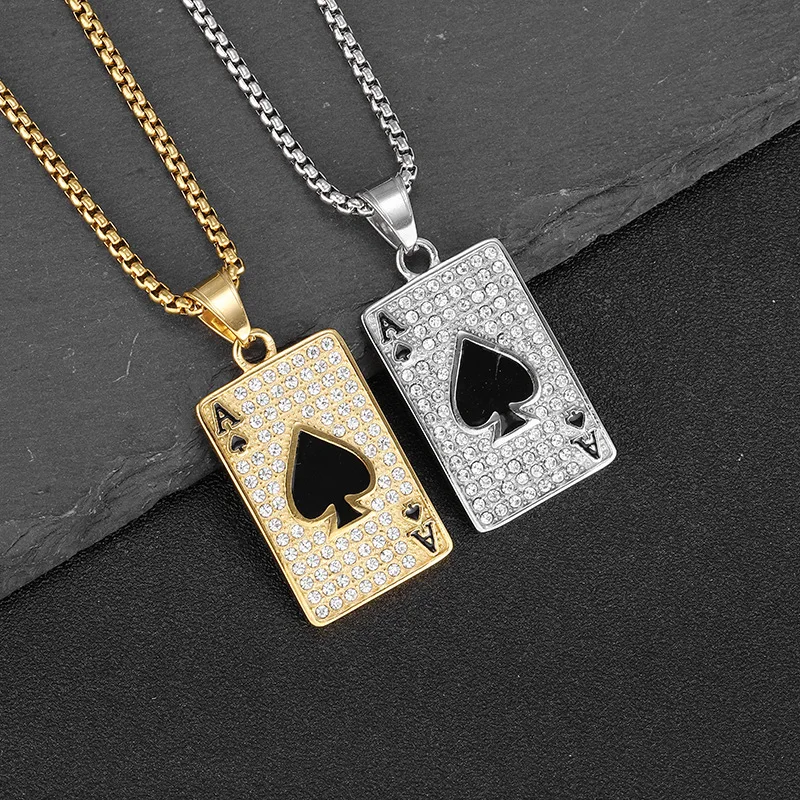316 Stainless Steel Poker Spades Pendant Unisex Fashion Jewelry Creative Design for Personal Use Or Gift