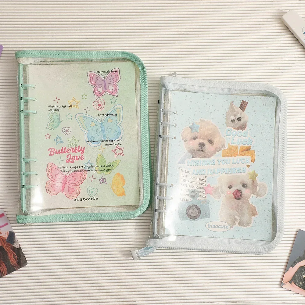 Kawaii A5 Zipper Binder Collect Book PVC Refill Organizer DIY Journal Dairy Transparent Kpop Idol Photo Album Holder Stationery