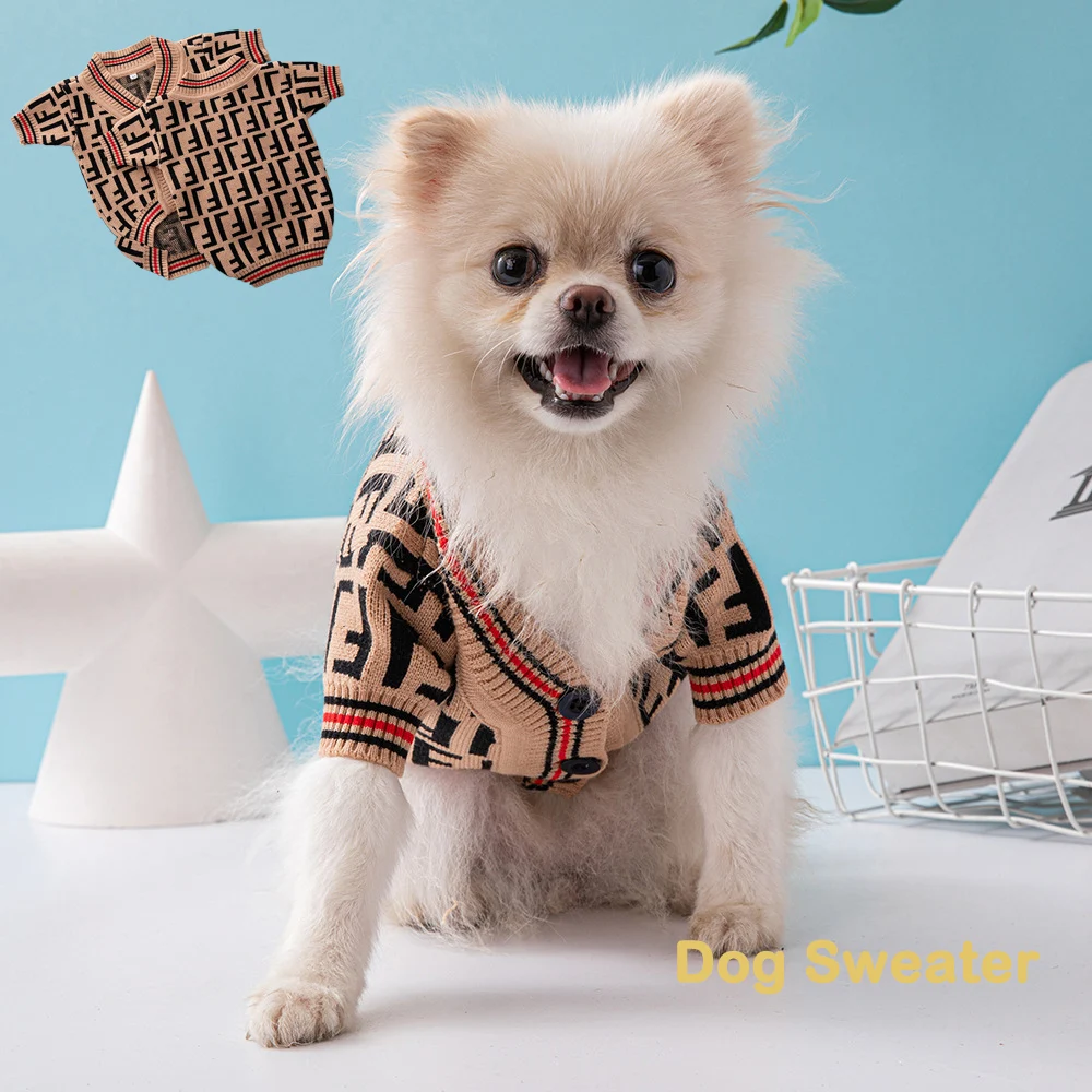 

Winter Dog Clothes Chihuahua Soft Puppy Kitten High Striped Cardigan Warm Knitted Sweater Coat Fashion Clothing for Pet Dogs Cat