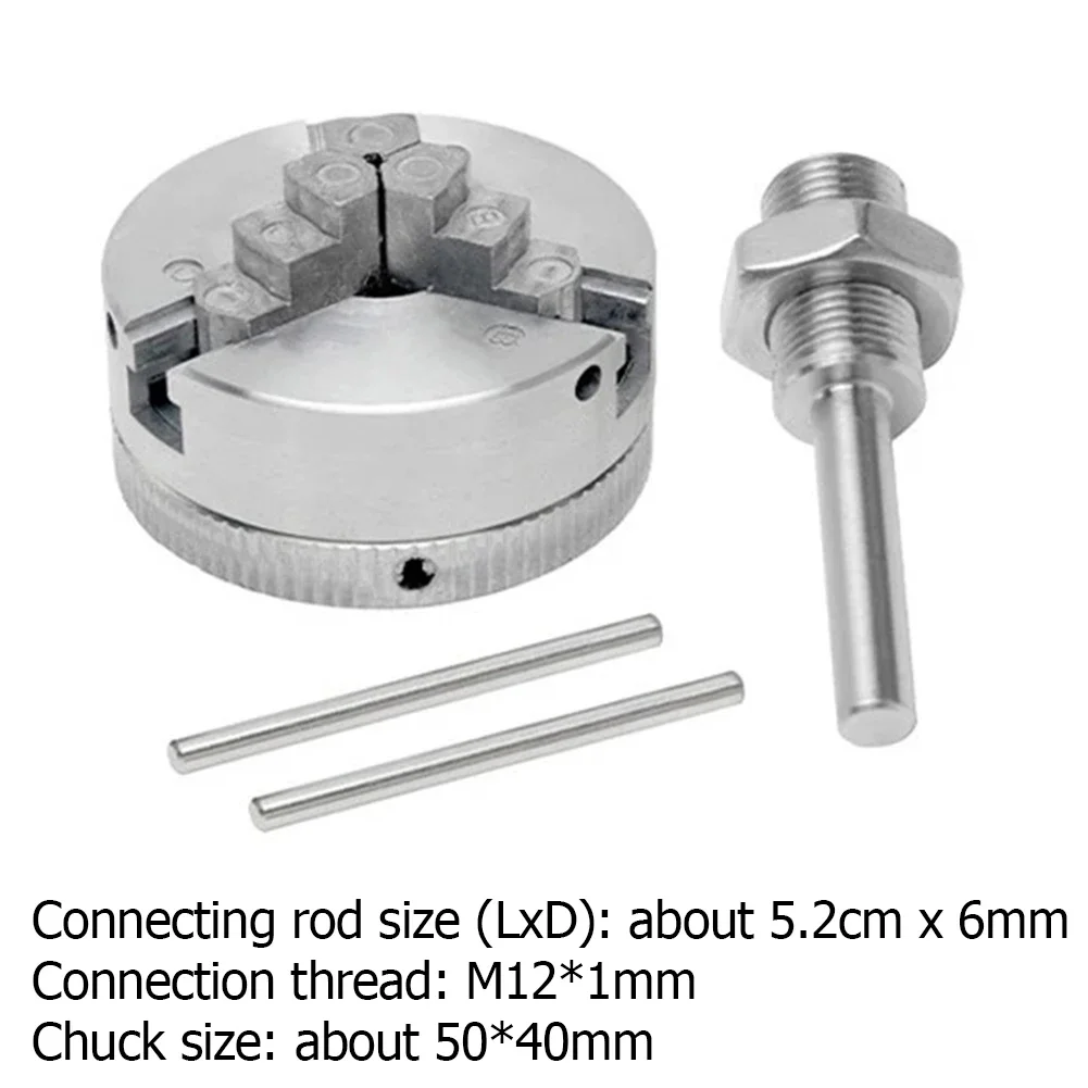 Z011 Kit mandrino per tornio a 3 ganasce manuale autocentrante Mini mandrino per trapano M12 asta di collegamento per molatura fresatura tornitura