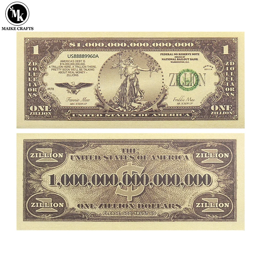 Statue of Liberty Banknotes One Zillion Dollars Paper Money with UV and Serial Number Commemorative Collection Holiday Gifts