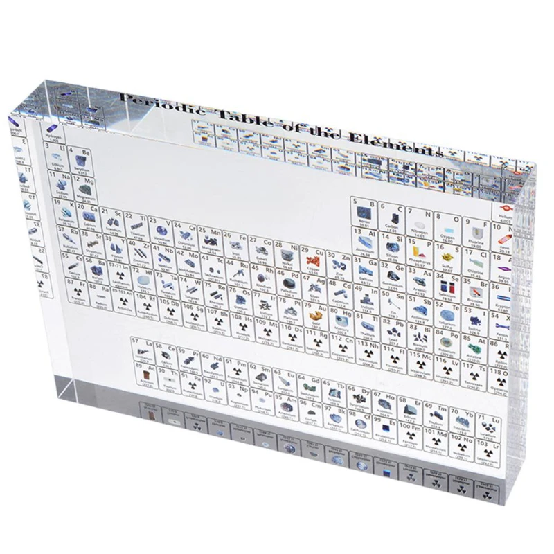 Chemical Element Display Acrylic Periodic Table Display with Real Elements Children Chemistry Teaching School Home Decoration